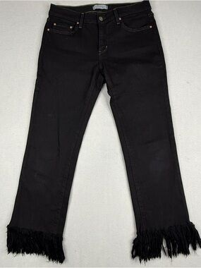 Principle Denim Optimist Jeans Womens 29 Black Fringe Hem Crop Made USA